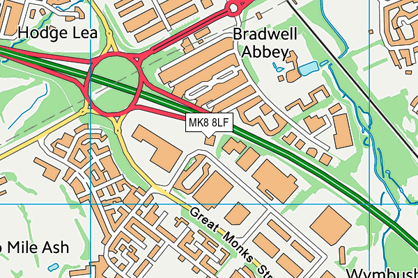 MK8 8LF map - OS VectorMap District (Ordnance Survey)