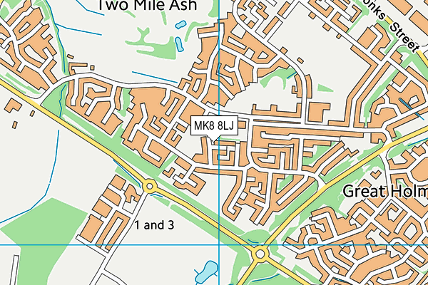 MK8 8LJ map - OS VectorMap District (Ordnance Survey)