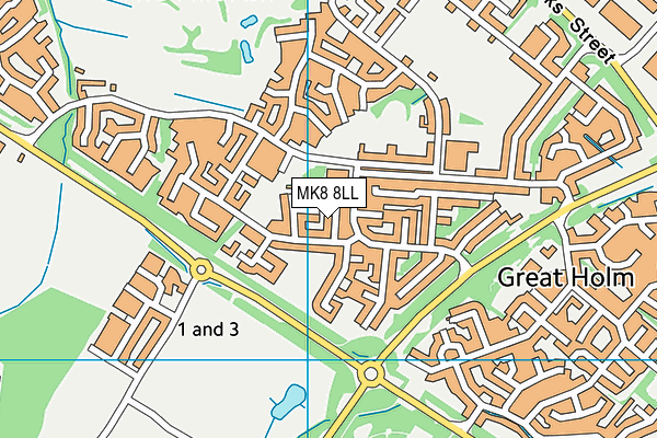 MK8 8LL map - OS VectorMap District (Ordnance Survey)