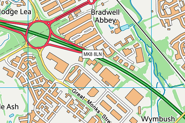 MK8 8LN map - OS VectorMap District (Ordnance Survey)