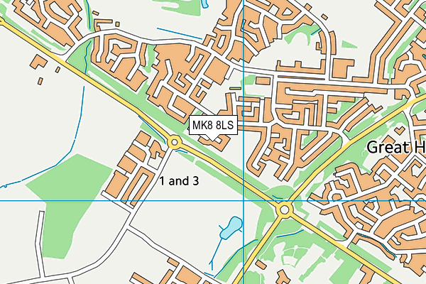 MK8 8LS map - OS VectorMap District (Ordnance Survey)