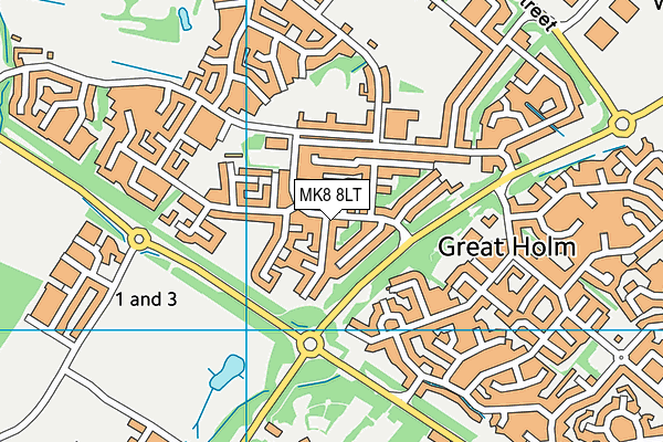 MK8 8LT map - OS VectorMap District (Ordnance Survey)