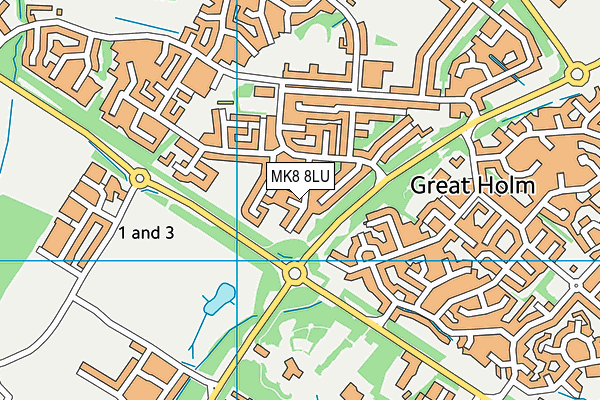 MK8 8LU map - OS VectorMap District (Ordnance Survey)