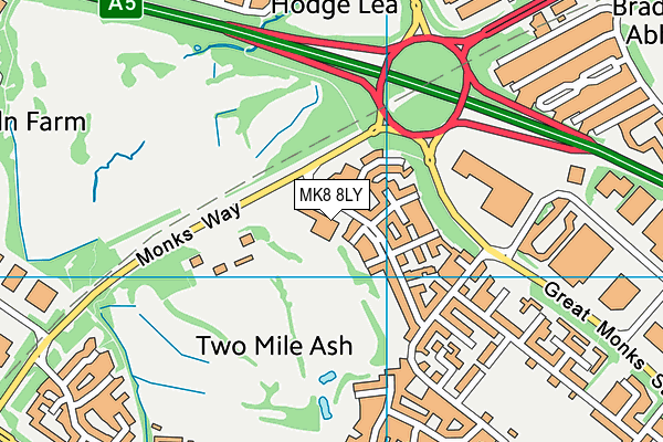 Mercure Milton Keynes Abbey Hill map (MK8 8LY) - OS VectorMap District (Ordnance Survey)