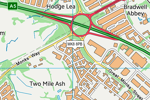 MK8 8PB map - OS VectorMap District (Ordnance Survey)