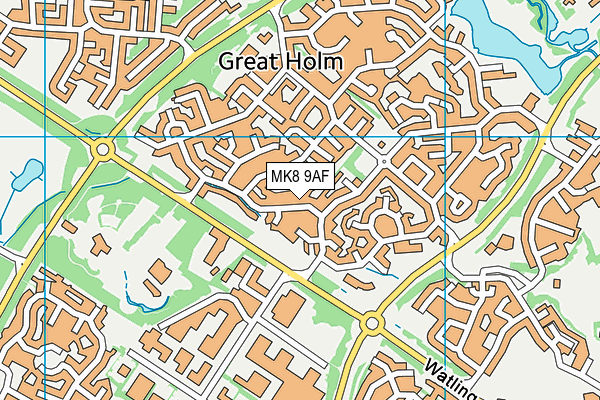 MK8 9AF map - OS VectorMap District (Ordnance Survey)