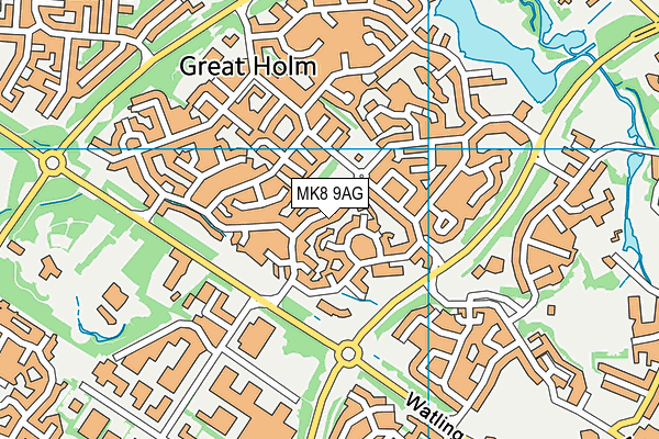 MK8 9AG map - OS VectorMap District (Ordnance Survey)