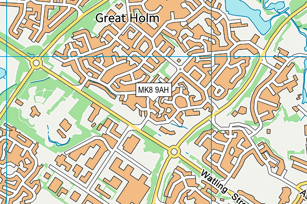 MK8 9AH map - OS VectorMap District (Ordnance Survey)