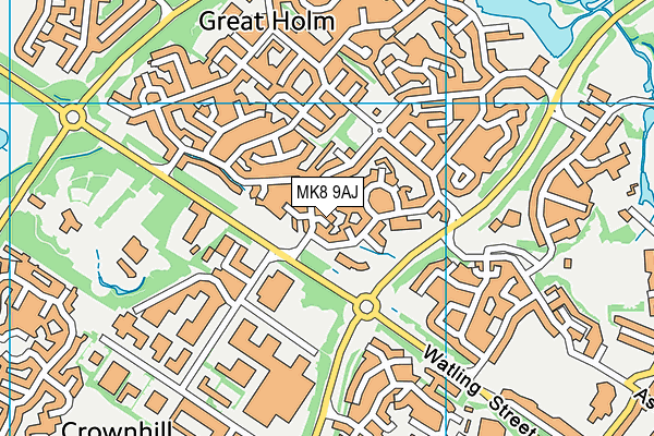 MK8 9AJ map - OS VectorMap District (Ordnance Survey)