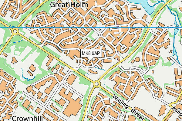 MK8 9AP map - OS VectorMap District (Ordnance Survey)