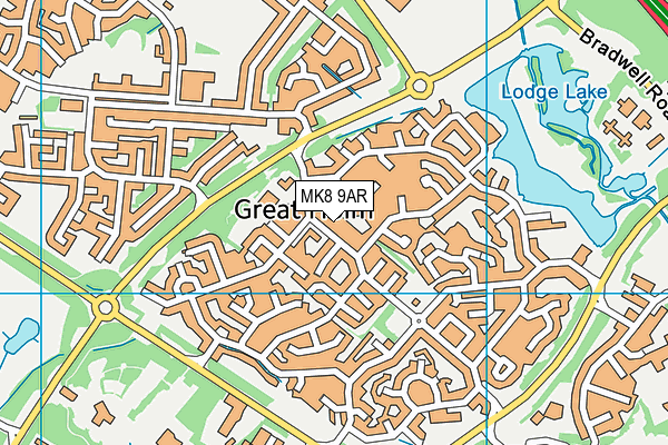 MK8 9AR map - OS VectorMap District (Ordnance Survey)