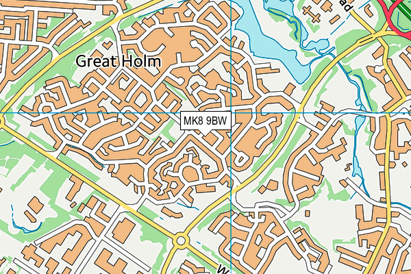 MK8 9BW map - OS VectorMap District (Ordnance Survey)