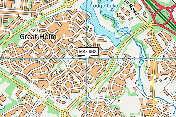 MK8 9BX map - OS VectorMap District (Ordnance Survey)