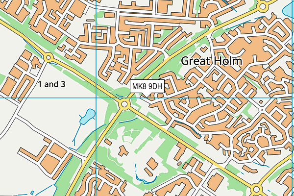 MK8 9DH map - OS VectorMap District (Ordnance Survey)