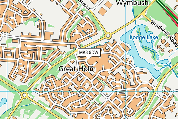 MK8 9DW map - OS VectorMap District (Ordnance Survey)