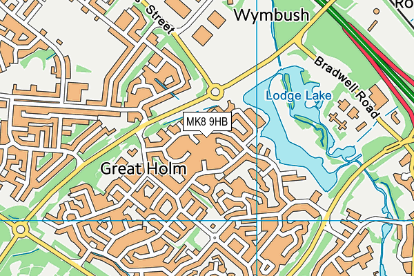 MK8 9HB map - OS VectorMap District (Ordnance Survey)