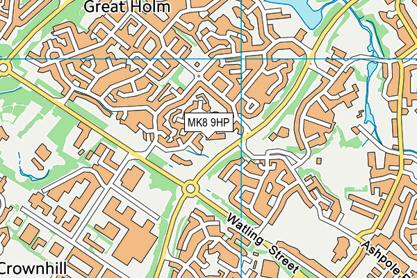 MK8 9HP map - OS VectorMap District (Ordnance Survey)