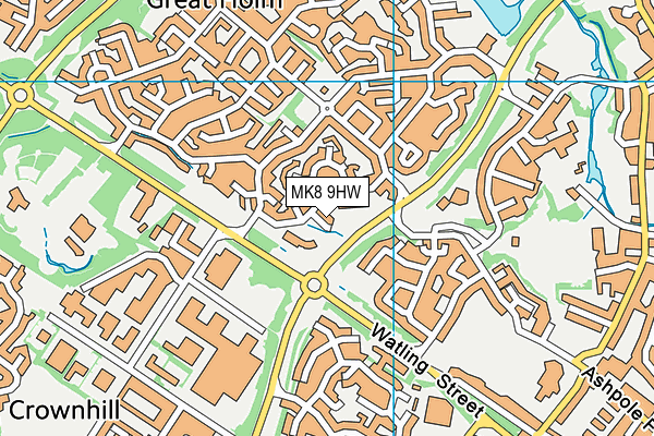 MK8 9HW map - OS VectorMap District (Ordnance Survey)