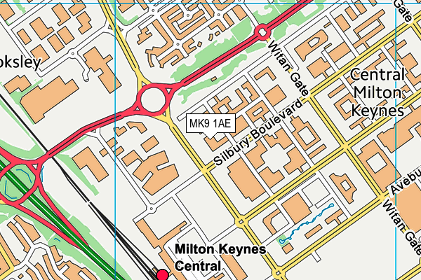 MK9 1AE map - OS VectorMap District (Ordnance Survey)