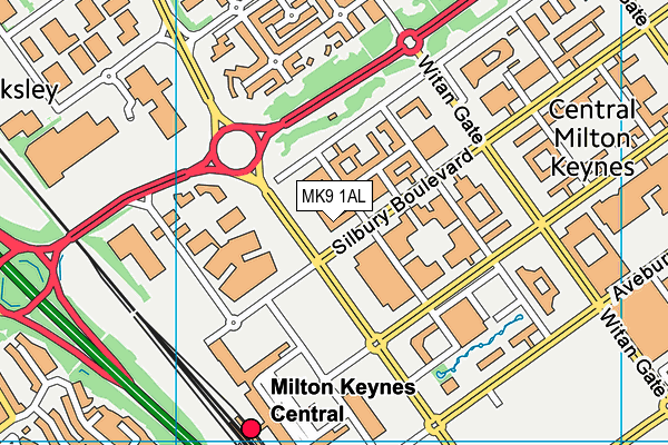 MK9 1AL map - OS VectorMap District (Ordnance Survey)