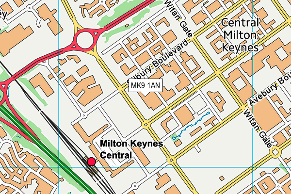 MK9 1AN map - OS VectorMap District (Ordnance Survey)