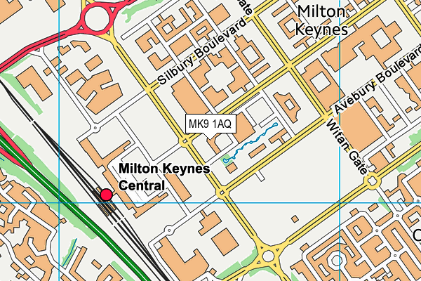 MK9 1AQ map - OS VectorMap District (Ordnance Survey)