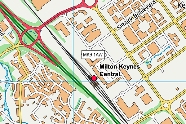 MK9 1AW map - OS VectorMap District (Ordnance Survey)