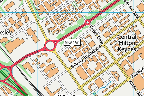 MK9 1AY map - OS VectorMap District (Ordnance Survey)