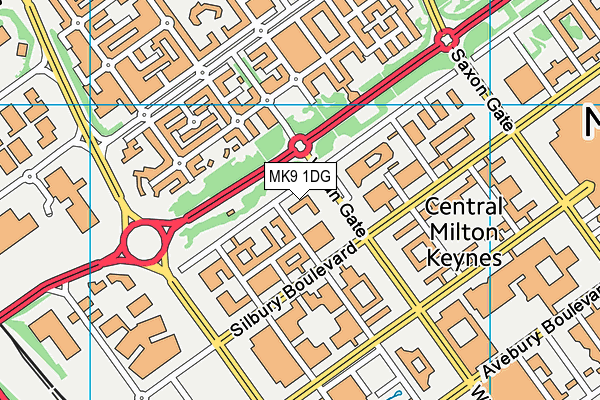MK9 1DG map - OS VectorMap District (Ordnance Survey)
