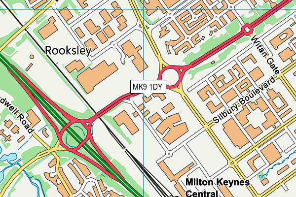 MK9 1DY map - OS VectorMap District (Ordnance Survey)