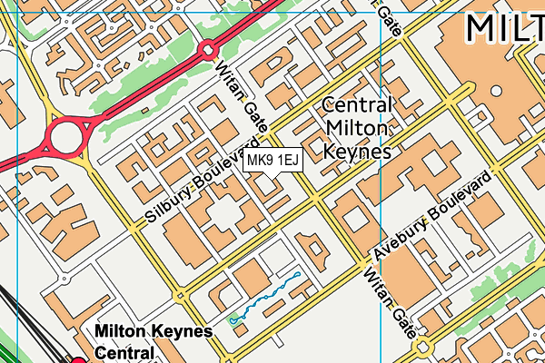 MK9 1EJ map - OS VectorMap District (Ordnance Survey)