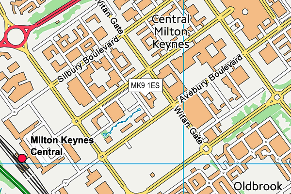 MK9 1ES map - OS VectorMap District (Ordnance Survey)