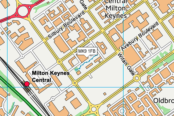 MK9 1FB map - OS VectorMap District (Ordnance Survey)