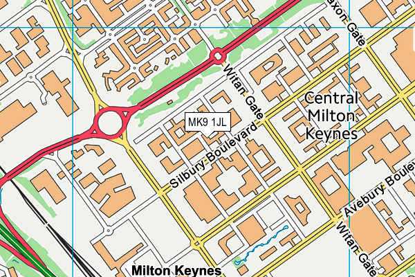 MK9 1JL map - OS VectorMap District (Ordnance Survey)