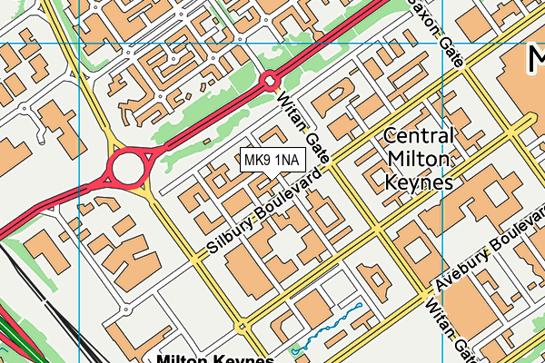 MK9 1NA map - OS VectorMap District (Ordnance Survey)