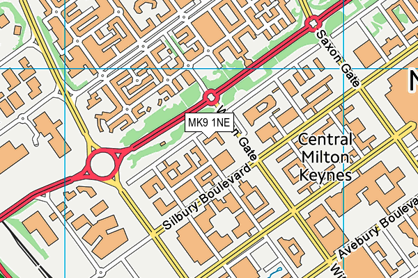 MK9 1NE map - OS VectorMap District (Ordnance Survey)
