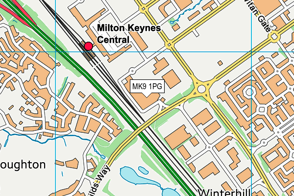 MK9 1PG map - OS VectorMap District (Ordnance Survey)