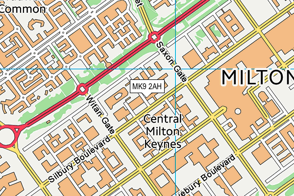 MK9 2AH map - OS VectorMap District (Ordnance Survey)