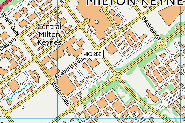 MK9 2BE map - OS VectorMap District (Ordnance Survey)