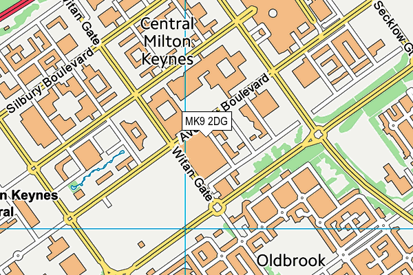 MK9 2DG map - OS VectorMap District (Ordnance Survey)