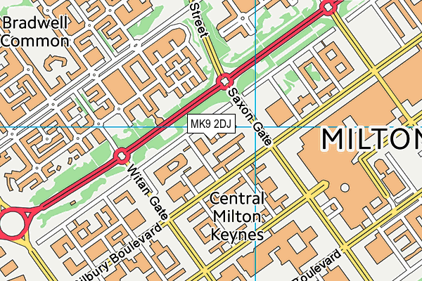 MK9 2DJ map - OS VectorMap District (Ordnance Survey)