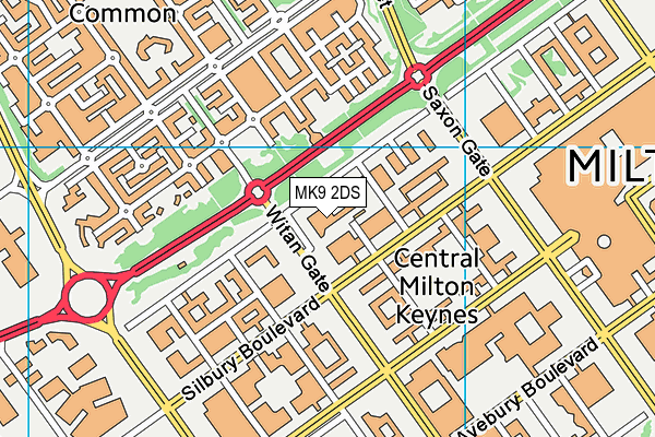 MK9 2DS map - OS VectorMap District (Ordnance Survey)