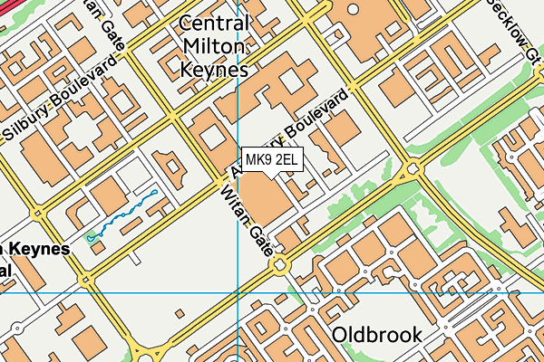 MK9 2EL map - OS VectorMap District (Ordnance Survey)