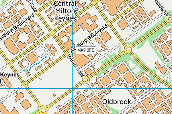 MK9 2FD map - OS VectorMap District (Ordnance Survey)