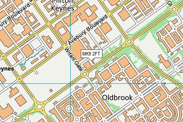 MK9 2FT map - OS VectorMap District (Ordnance Survey)