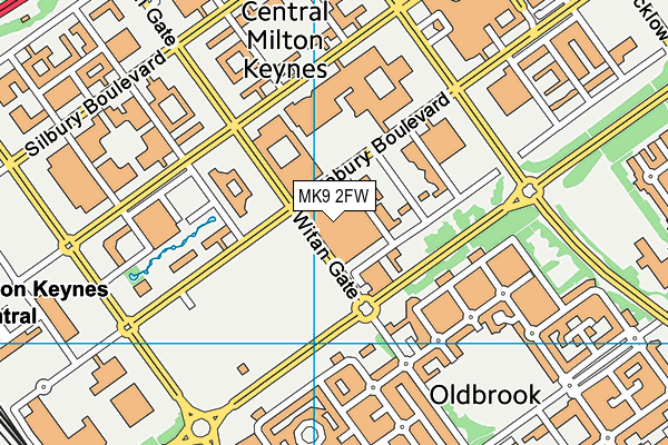 MK9 2FW map - OS VectorMap District (Ordnance Survey)
