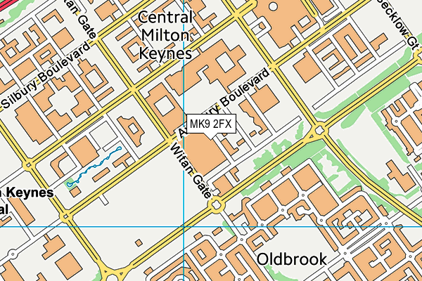 MK9 2FX map - OS VectorMap District (Ordnance Survey)