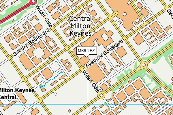 MK9 2FZ map - OS VectorMap District (Ordnance Survey)