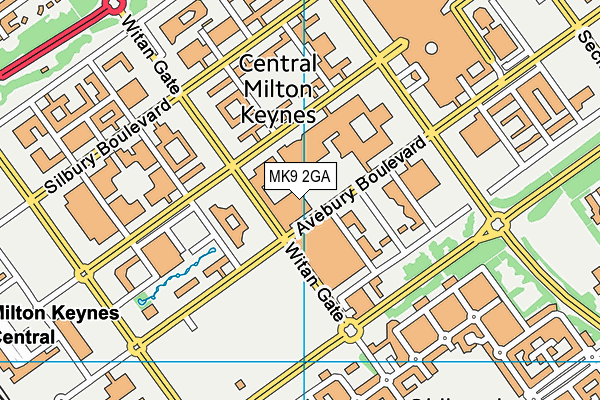 MK9 2GA map - OS VectorMap District (Ordnance Survey)