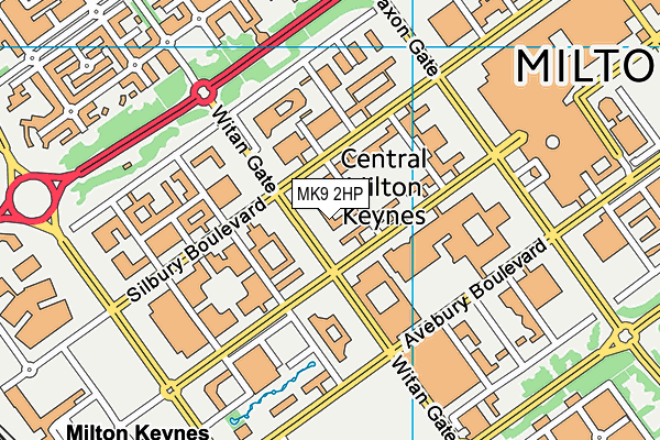 MK9 2HP map - OS VectorMap District (Ordnance Survey)
